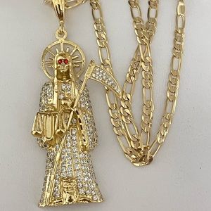 18k Gold Filled CZ Grim Reaper/Santa Muerte